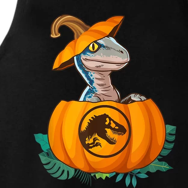 Jurassic World Halloween Dinosaur Pumpkin Logo Ladies Tri-Blend Wicking Tank