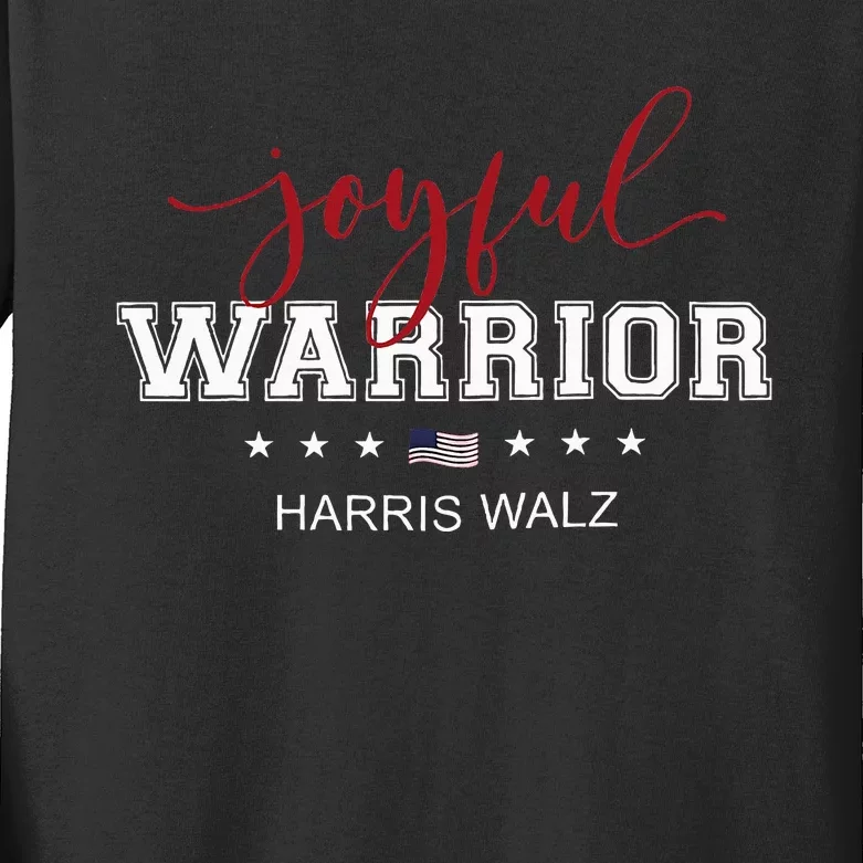 Joyful Warrior Harris Walz 2024 Kids Long Sleeve Shirt