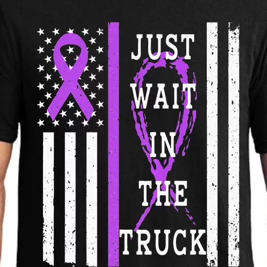 Just Wait In The Truck Purple Ribbon Cancer Awareness Day Pajama Set