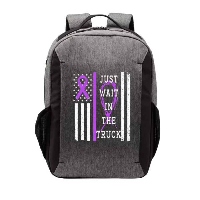 Just Wait In The Truck Purple Ribbon Cancer Awareness Day Vector Backpack