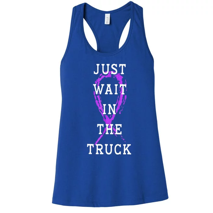 Just Wait In The Truck Domestic Violence Purple Ribbon Women's Racerback Tank