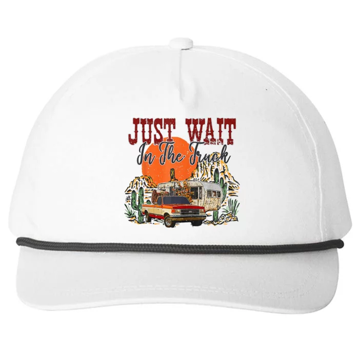 Just Wait In The Truck Desert Drifter Sunset Retro Cactus Snapback Five-Panel Rope Hat