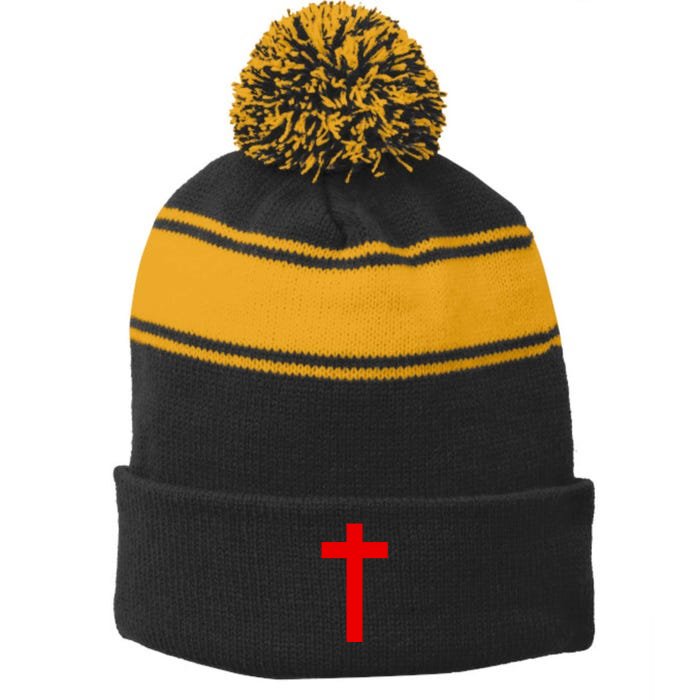 Jesus Won Front And Back Front & Back Stripe Pom Pom Beanie