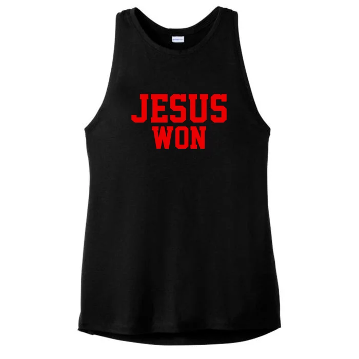 Jesus Won Front And Back Front & Back Ladies Tri-Blend Wicking Tank