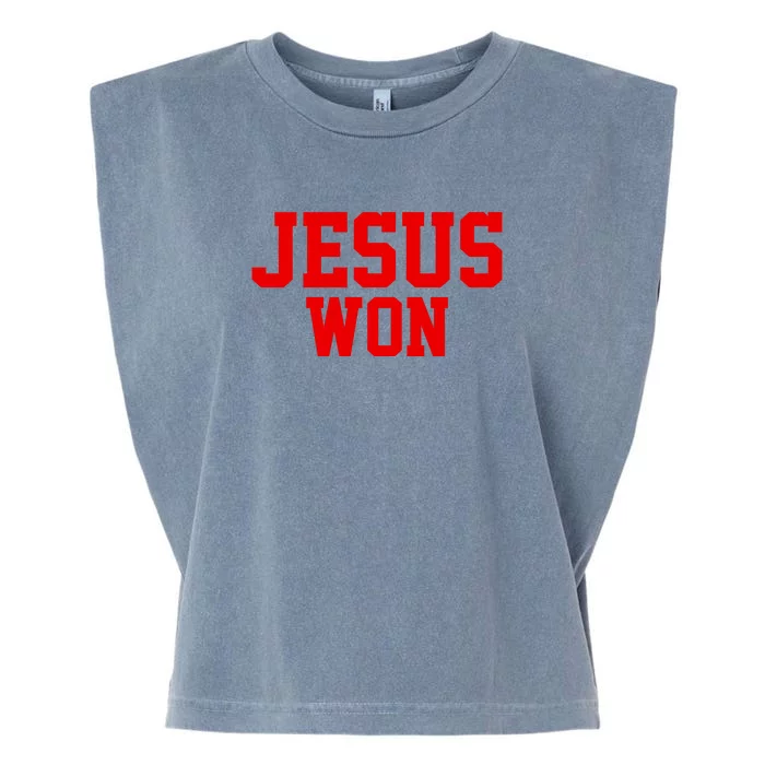 Jesus Won Front And Back Front & Back Garment-Dyed Women's Muscle Tee