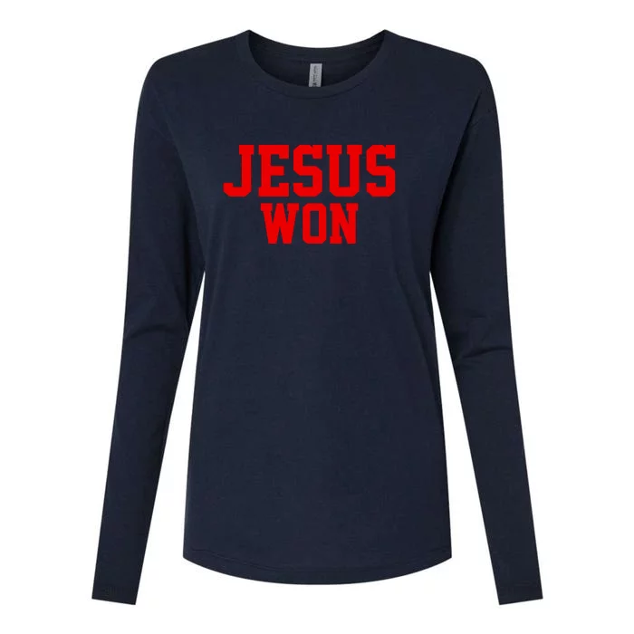 Jesus Won Front And Back Front & Back Womens Cotton Relaxed Long Sleeve T-Shirt