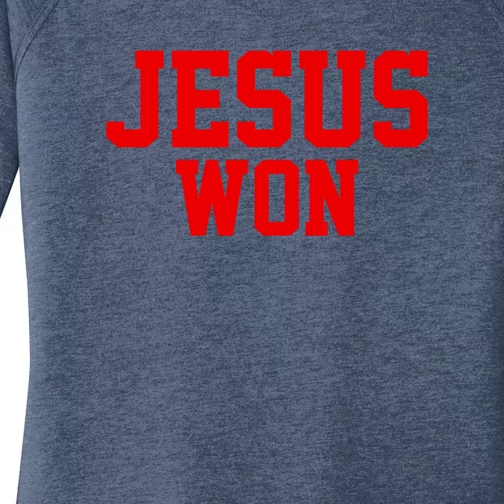 Jesus Won Front And Back Front & Back Women's Perfect Tri Tunic Long Sleeve Shirt