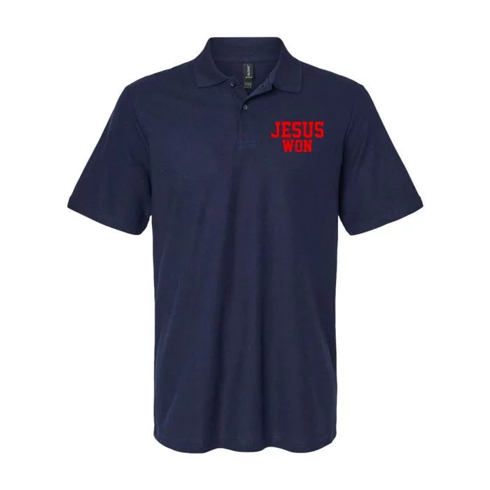 Jesus Won Front And Back Front & Back Softstyle Adult Sport Polo