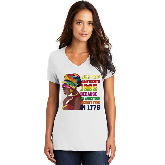 Juneteenth Women Juneteenth Shirts African American Women's V-Neck T-Shirt