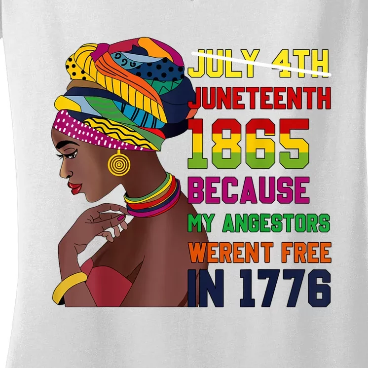 Juneteenth Women Juneteenth Shirts African American Women's V-Neck T-Shirt