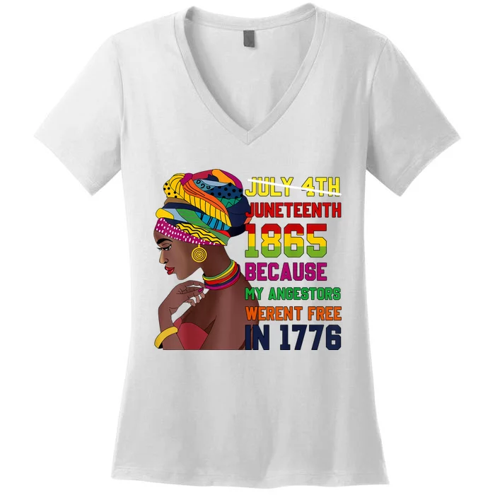 Juneteenth Women Juneteenth Shirts African American Women's V-Neck T-Shirt