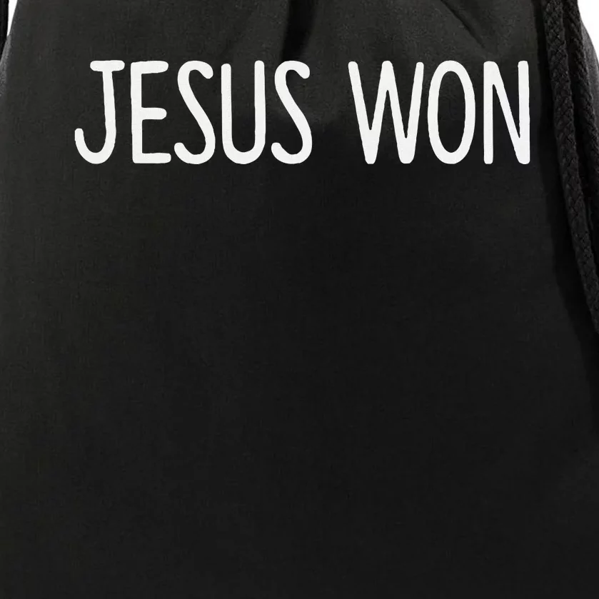 Jesus Won Drawstring Bag