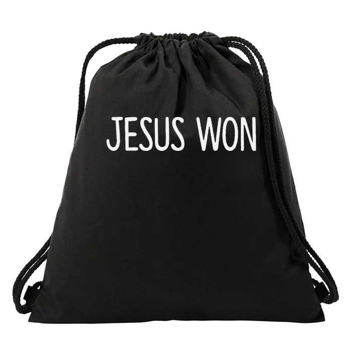 Jesus Won Drawstring Bag