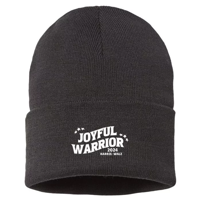 Joyful Warrior Kamala Harris Tim Walz Waltz 2024 Sustainable Knit Beanie