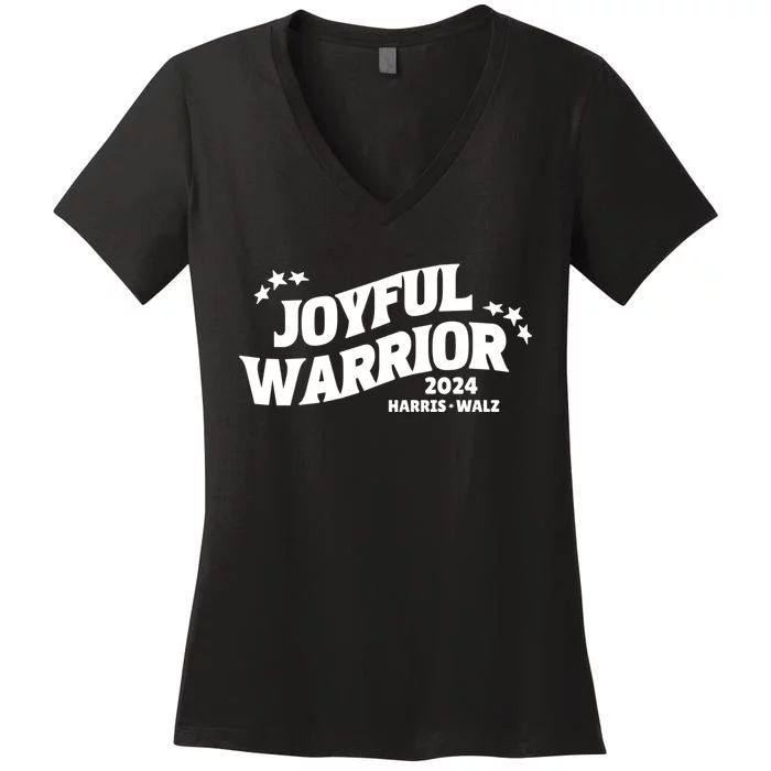 Joyful Warrior Kamala Harris Tim Walz Waltz 2024 Women's V-Neck T-Shirt