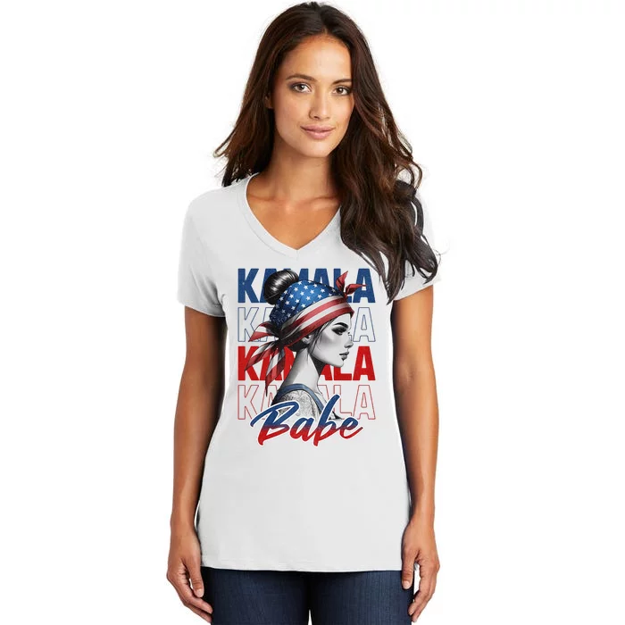 Joyful Warrior Kamala Harris Tim Waltz Waltz 2024 Women's V-Neck T-Shirt