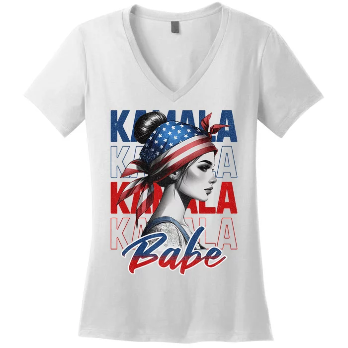 Joyful Warrior Kamala Harris Tim Waltz Waltz 2024 Women's V-Neck T-Shirt