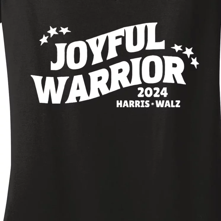 Joyful Warrior Kamala Harris Tim Walz Waltz 2024 Women's V-Neck T-Shirt