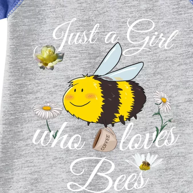 Just Who Loves Bees Cute Floral Honey Bee And Coffee Lover Cool Gift Infant Baby Jersey Bodysuit