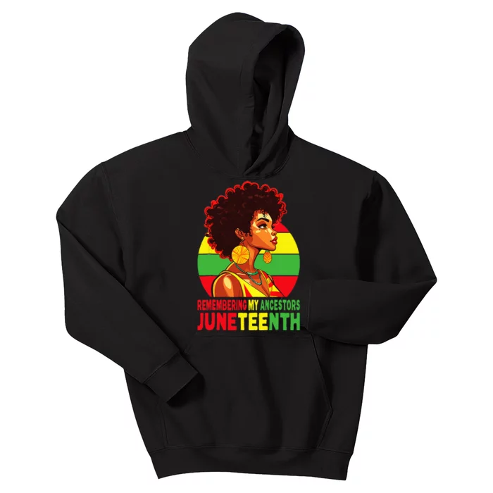 Juneteenth Wo Loc'd Hair Remembering My Ancestors Kids Hoodie