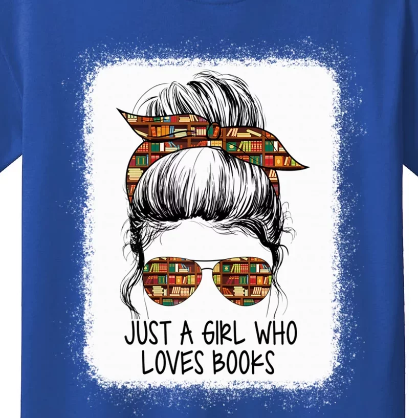 Just Who Loves Books Funny Messy Bun For Bookworm Cute Gift Kids T-Shirt