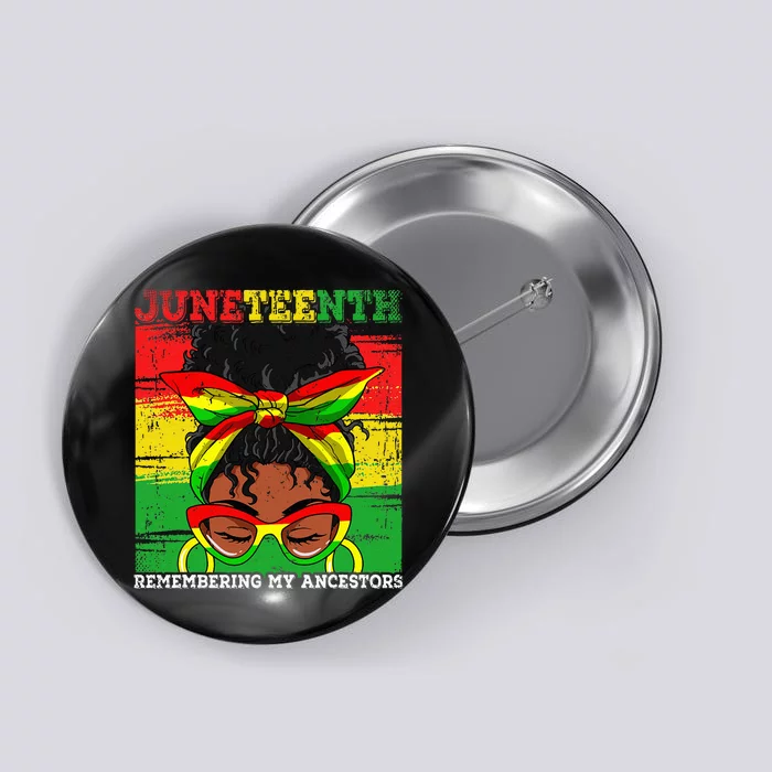 Juneteenth Wo Loc'd Hair Remembering My Ancestors Button