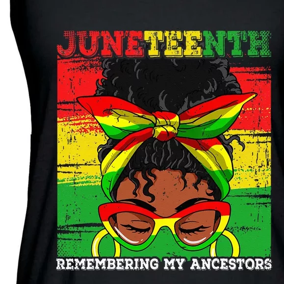 Juneteenth Wo Loc'd Hair Remembering My Ancestors Ladies Essential Flowy Tank