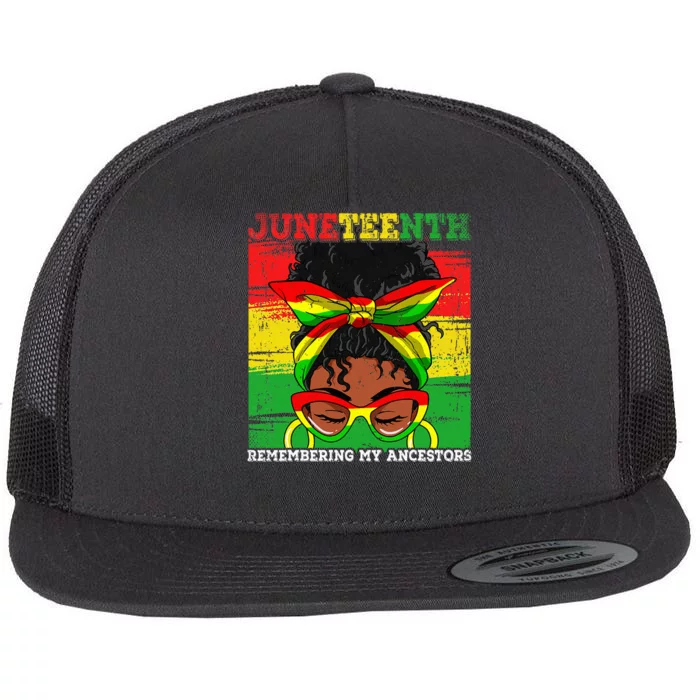 Juneteenth Wo Loc'd Hair Remembering My Ancestors Flat Bill Trucker Hat