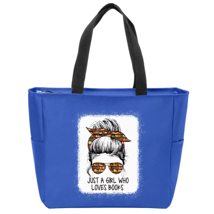 Just Who Loves Books Funny Messy Bun For Bookworm Cute Gift Zip Tote Bag