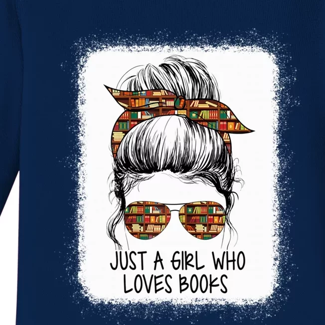 Just Who Loves Books Funny Messy Bun For Bookworm Gift Baby Long Sleeve Bodysuit