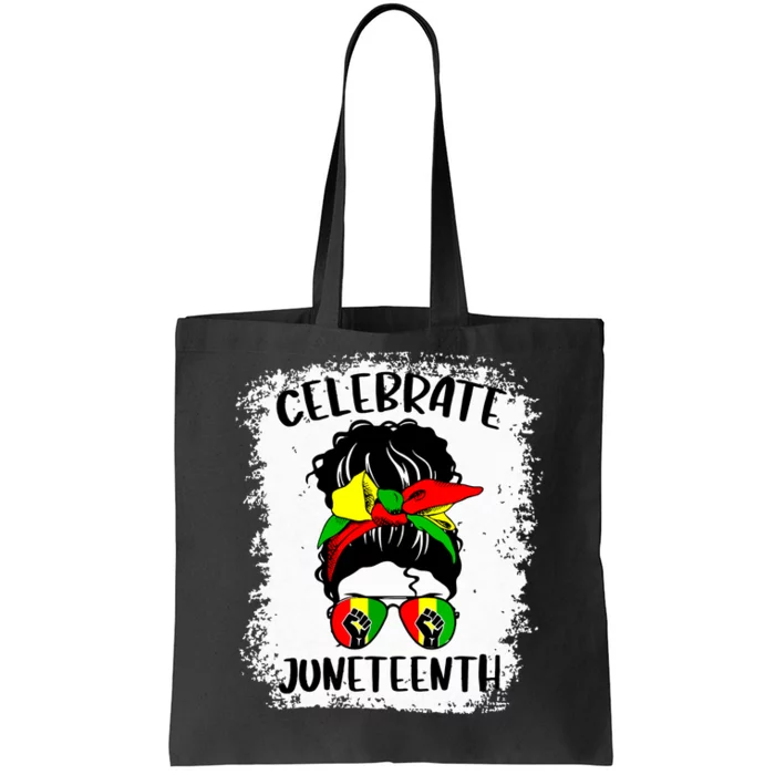 Juneteenth Women Messy Bun Juneteenth Celebrate 1865 Tote Bag