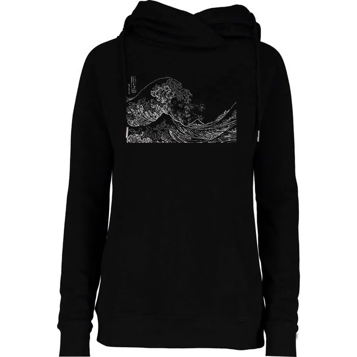 Japanese Wave Ocean Traditional Japan Womens Funnel Neck Pullover Hood