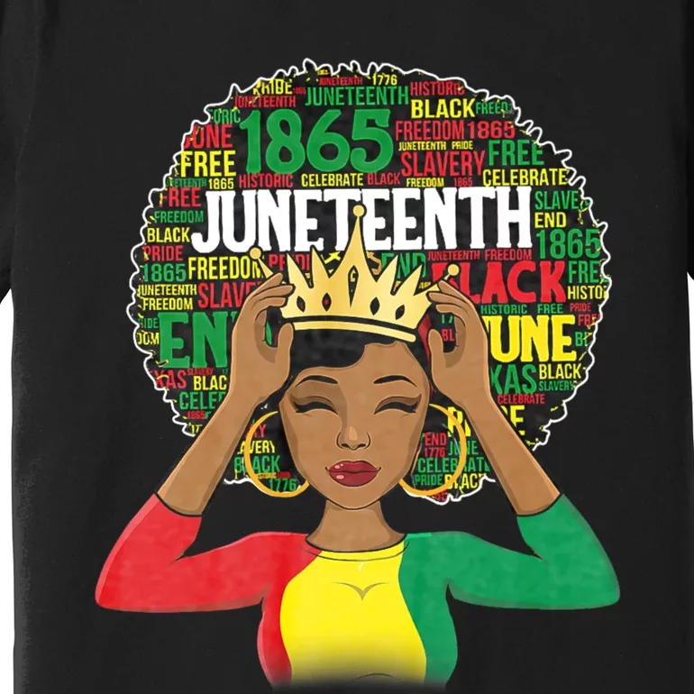 Juneteenth Women Queen African American Black Afro Premium T-Shirt