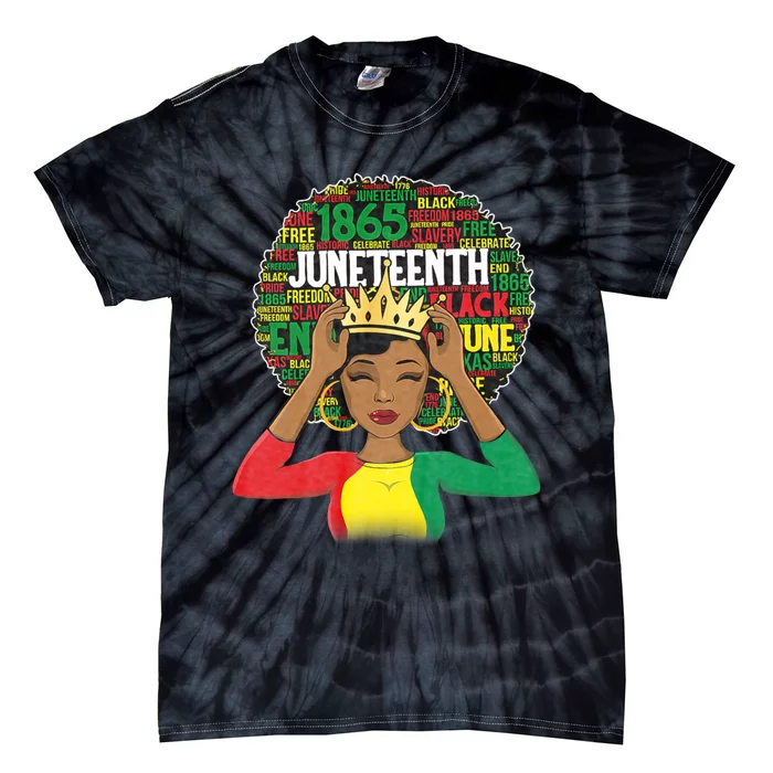 Juneteenth Women Queen African American Black Afro Tie-Dye T-Shirt