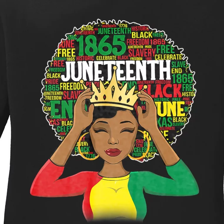 Juneteenth Women Queen African American Black Afro Ladies Long Sleeve Shirt