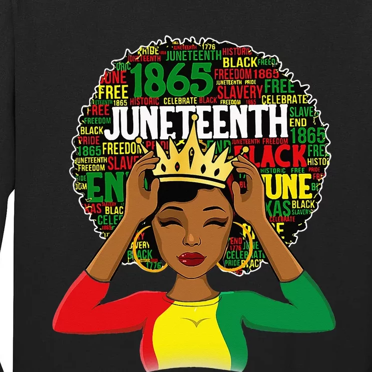 Juneteenth Women Queen African American Black Afro Tall Long Sleeve T-Shirt