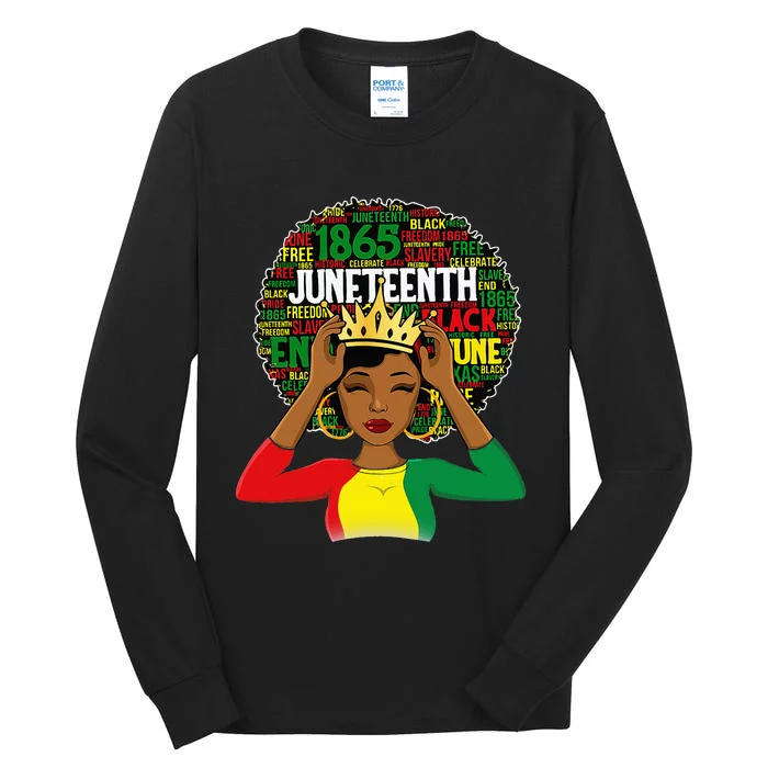 Juneteenth Women Queen African American Black Afro Tall Long Sleeve T-Shirt