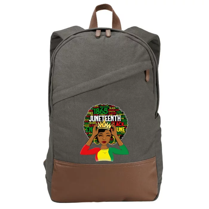 Juneteenth Women Queen African American Black Afro Cotton Canvas Backpack