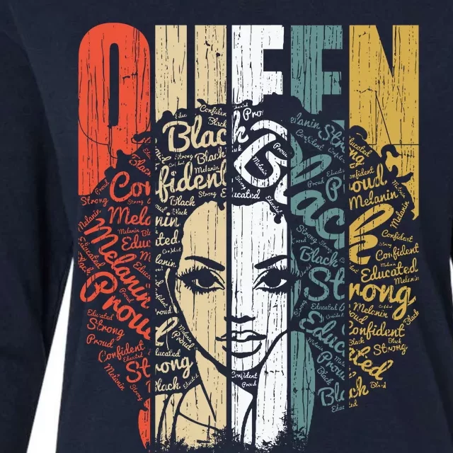 Juneteenths Wo Queen African American Natural Afro Womens Cotton Relaxed Long Sleeve T-Shirt