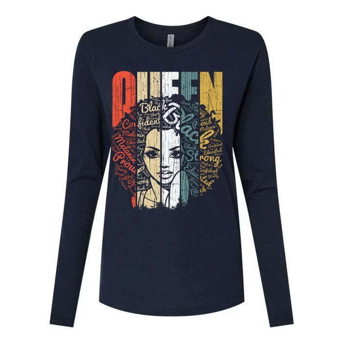 Juneteenths Wo Queen African American Natural Afro Womens Cotton Relaxed Long Sleeve T-Shirt