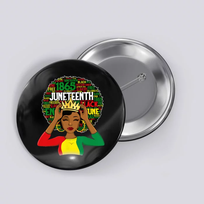 Juneteenth wo Queen African American black afro Button