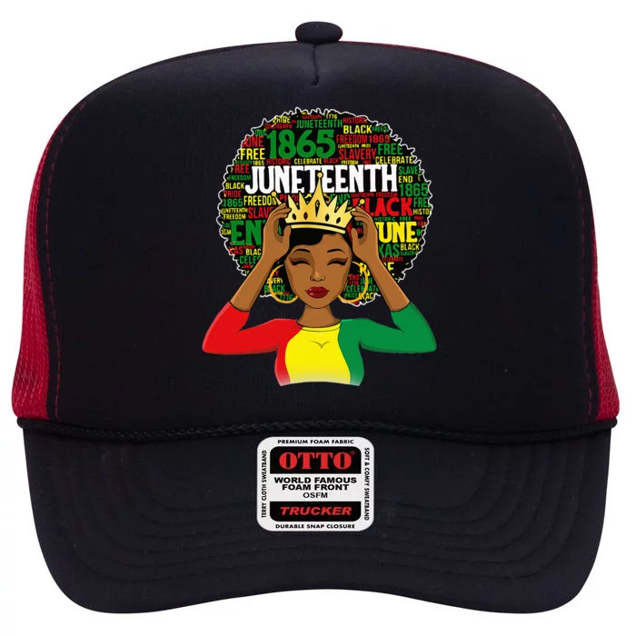 Juneteenth Women Queen African American Black Afro High Crown Mesh Trucker Hat