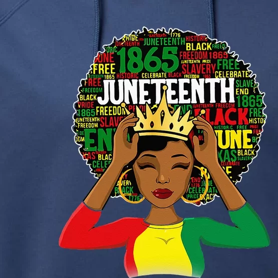 Juneteenth Women Queen African American Black Afro Performance Fleece Hoodie