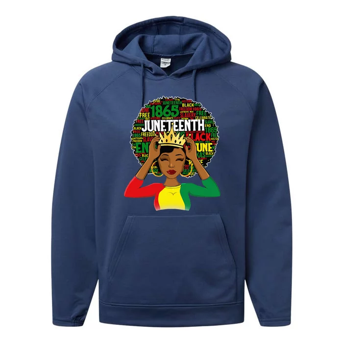 Juneteenth Women Queen African American Black Afro Performance Fleece Hoodie