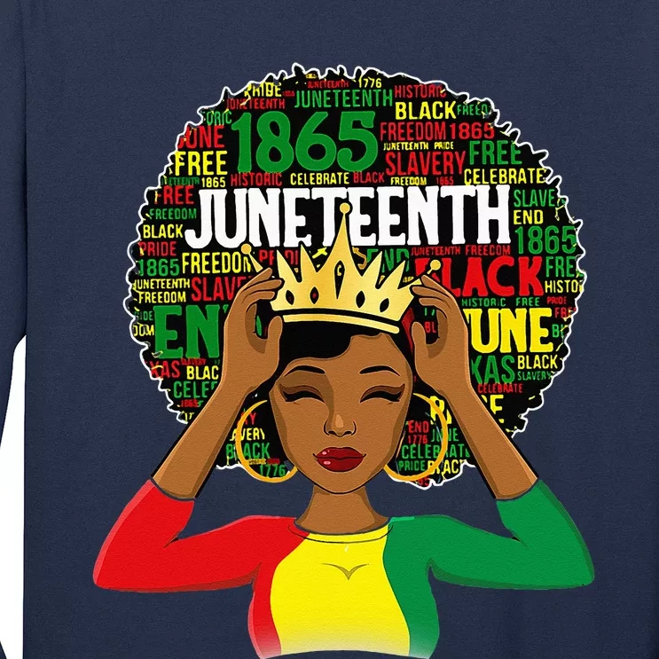 Juneteenth Women Queen African American Black Afro Long Sleeve Shirt