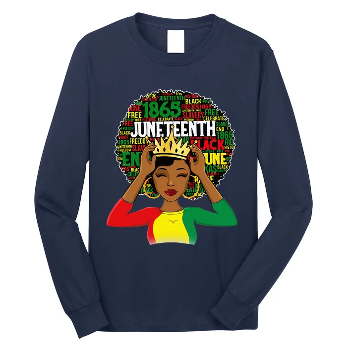 Juneteenth Women Queen African American Black Afro Long Sleeve Shirt