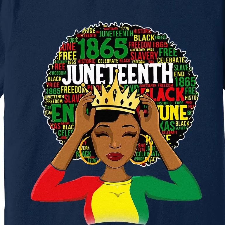 Juneteenth Women Queen African American Black Afro Premium T-Shirt