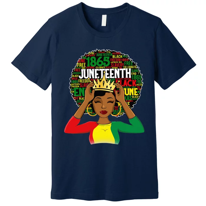 Juneteenth Women Queen African American Black Afro Premium T-Shirt