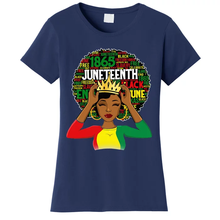 Juneteenth Women Queen African American Black Afro Women's T-Shirt