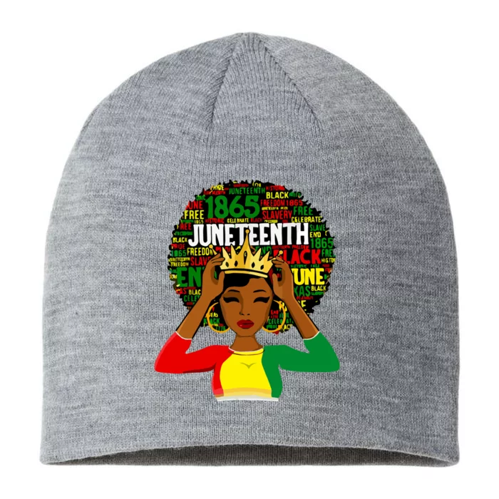 Juneteenth Women Queen African American Black Afro 8 1/2in Sustainable Knit Beanie